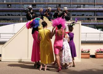 Racegoers on day three of Royal Ascot at Ascot Racecourse.  Picture date: Thursday June 16, 2022. (Photo by Aaron Chown / PA Images via Getty Images)