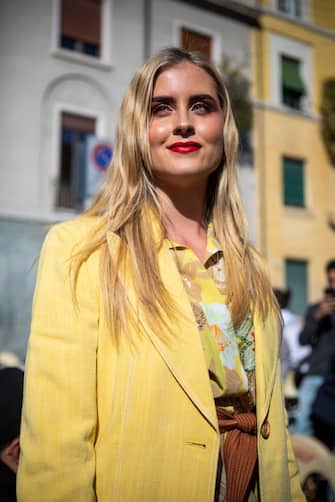 MILAN, ITALY - FEBRUARY 22: Valentina Ferragni is seen outside Etro on Day 3 Milan Fashion Week Autumn/Winter 2019/20 on February 22, 2019 in Milan, Italy. (Photo by Claudio Lavenia/Getty Images)