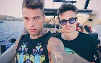 Fedez has posted a photo on Instagram with the following remarks: Congratulations to my super friend @rovazzi aka young sandwich for his third platinum record of #andiamoacomandare #newtopia Instagram 06/09/2016 This is a private photo posted on social networks and supplied by this Agency.  This Agency does not claim any ownership including but not limited to copyright or license in the attached material.  Fees charged by this Agency are for Agency's services only, and do not, nor are they intended to, convey to the user any ownership of copyright or license in the material.  By publishing this material you expressly agree to indemnify and to hold this Agency and its directors, shareholders and employees harmless from any loss, claims, damages, demands, expenses (including legal fees), or any causes of action or allegation against this Agency arising out of or connected in any way with publication of the material.