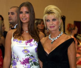 In this file photo taken on August 04, 2001, Ivana Trump (R) and her daughter Ivanka Trump (L) arrive for the traditional Red Cross Ball in Monaco. - The ex-wife of fromer US President Donald Trump died at the age of 73 according to a statement from the Trump family. (Photo by VANINA LUCCHESI / AFP)
