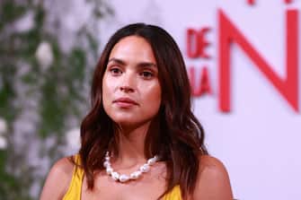 MEXICO CITY, MEXICO - JUNE 08: Adria Arjona looks on during the press conference of 'Father Of The Bride' at St Regis Hotel on June 08, 2022 in Mexico City, Mexico. (Photo by Alan Espinosa/Getty Images)