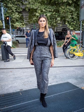 MILAN, ITALY - SEPTEMBER 18: Melissa Satta is seen during the Milan Fashion Week Spring/Summer 2020 on September 18, 2019 in Milan, Italy. (Photo by Arnold Jerocki/GC Images)