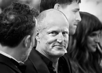 CANNES, FRANCE - MAY 21: (EDITORS NOTE: Image has been converted to black and white) Woody Harrelson attends the screening of "Triangle Of Sadness" during the 75th annual Cannes film festival at Palais des Festivals on May 21, 2022 in Cannes, France. (Photo by Gareth Cattermole/Getty Images)