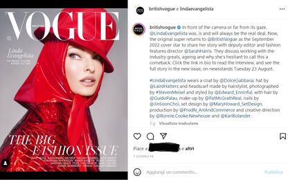 Linda Evangelista torna in copertina su British Vogue