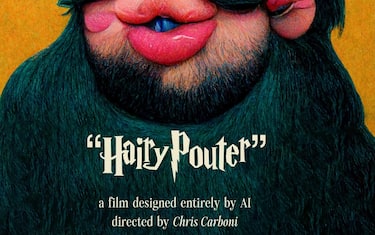 Copertina della videorecensione di Harry Potter e la pietra filosofale del Chris Carboni, titolo "Hairy Pouter"