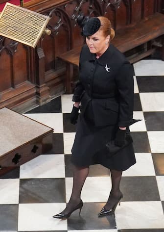 LONDON, ENGLAND - SEPTEMBER 19: Sarah Ferguson attends the State Funeral of Queen Elizabeth II, held at Westminster Abbey, on September 19, 2022 in London, England.  Elizabeth Alexandra Mary Windsor was born in Bruton Street, Mayfair, London on 21 April 1926. She married Prince Philip in 1947 and ascended the throne of the United Kingdom and Commonwealth on 6 February 1952 after the death of her Father, King George VI. Queen Elizabeth II died at Balmoral Castle in Scotland on September 8, 2022, and is succeeded by her eldest son, King Charles III. (Photo by Dominic Lipinski - WPA Pool/Getty Images)