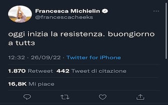 Tweet di Francesca Michielin