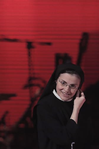 Sister Cristina Scuccia performs during the Italian State RAI TV's program final "The Voice of Italy", in Milan on June 5, 2014.  AFP PHOTO / MARCO BERTORELLO        (Photo credit should read MARCO BERTORELLO/AFP via Getty Images)