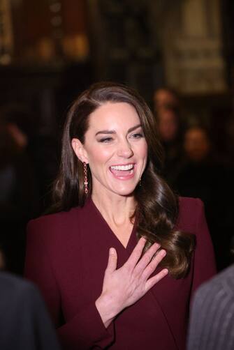 1245633239 LONDON, ENGLAND - DECEMBER 15: Catherine, Princess of Wales arrives for the 'Together at Christmas' Carol Service at Westminster Abbey on December 15, 2022 in London, England. The service will be broadcast on ITV1 on Christmas Eve as part of a Royal Carols: Together At Christmas programme, narrated by Catherine Zeta Jones and featuring an introduction the Princess of Wales and tributes to Queen Elizabeth II. (Photo by Richard Pohle - WPA Pool/Getty Images)