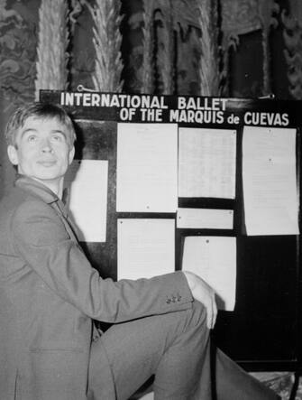 PARIS, FRANCE:  Russian ballet dancer Rudolf Nureyev poses 22 June 1961 at the Theatre des Champs ElysTes in Paris where he will perform with the International Ballet of the Marquis de Cuevas.  Nureyev studied at the Leningrad Choreographic School, and became a soloist with the Kirov Ballet.  While touring with the Ballet in 1961, he obtained political asylum in Paris. Nureyev's virtuosity and expressiveness made him one of the greatest male dancers of the 1960's, in both classical and modern ballets. He became ballet director of the Paris Opera in 1983. (Photo credit should read AFP/AFP via Getty Images)