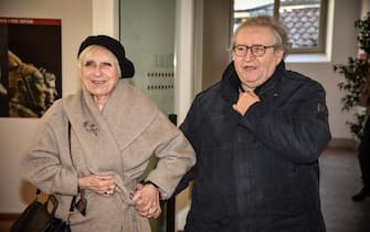 Vincenzo Mollica con la moglie Rosa Maria al convegno 'Ricordiamo Federico Fellini' a Milano, 20 Gennaio 2020. ANSA/Matteo Corner