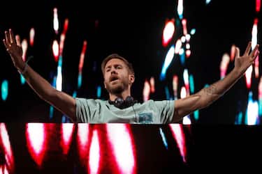 INDIO, CA - APRIL 15: Calvin Harris performs on the Coachella Stage during the 2023 Coachella Valley Music and Arts Festival on April 15, 2023 in Indio, CA.  (Photo by Fraser Harrison/Getty Images for Coachella)