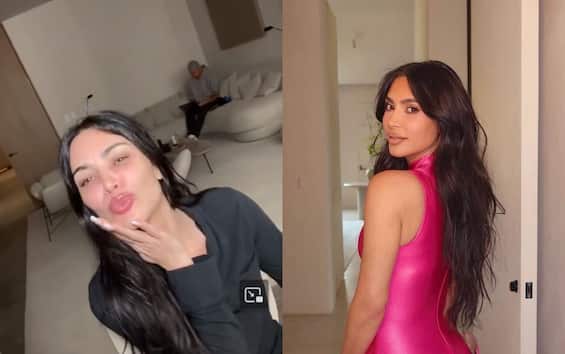 Kim Kardashian without makeup to promote SKKN VIDEO illuminating products