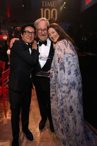 NEW YORK, NEW YORK - APRIL 26: (LR) Ke Huy Quan, Steven Spielberg, and Drew Barrymore attend the 2023 TIME100 Gala at Jazz at Lincoln Center on April 26, 2023 in New York City.  (Photo by Kevin Mazur/Getty Images for TIME)