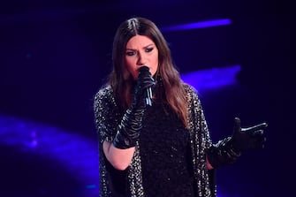 SANREMO, ITALY - MARCH 03:  Laura Pausini is seen on stage at the 71th Sanremo Music Festival 2021 at Teatro Ariston on March 03, 2021 in Sanremo, Italy. (Photo by Jacopo Raule / Daniele Venturelli/Getty Images)