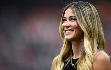 STADIO GIUSEPPE MEAZZA, MILAN, ITALY - 2022/10/08: Diletta Leotta, anchor of DAZN broadcasts, smiles prior to the Serie A football match between AC Milan and Juventus FC. AC Milan won 2-0 over Juventus FC. (Photo by NicolÃ² Campo/LightRocket via Getty Images)