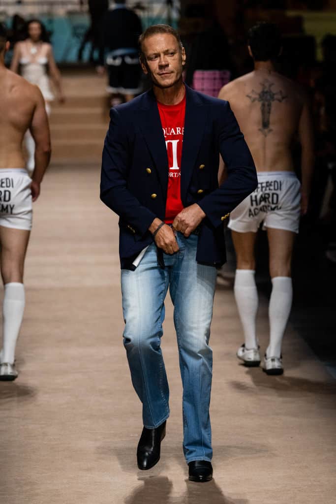 MILAN, ITALY - JUNE 16: Rocco Siffredi walks the runway at the Dsquared2 Spring/Summer 2024 fashion show during the Milan Fashion Week menswear spring/summer 2024 on June 16, 2023 in Milan, Italy. (Photo by Marco M. Mantovani/Getty Images)