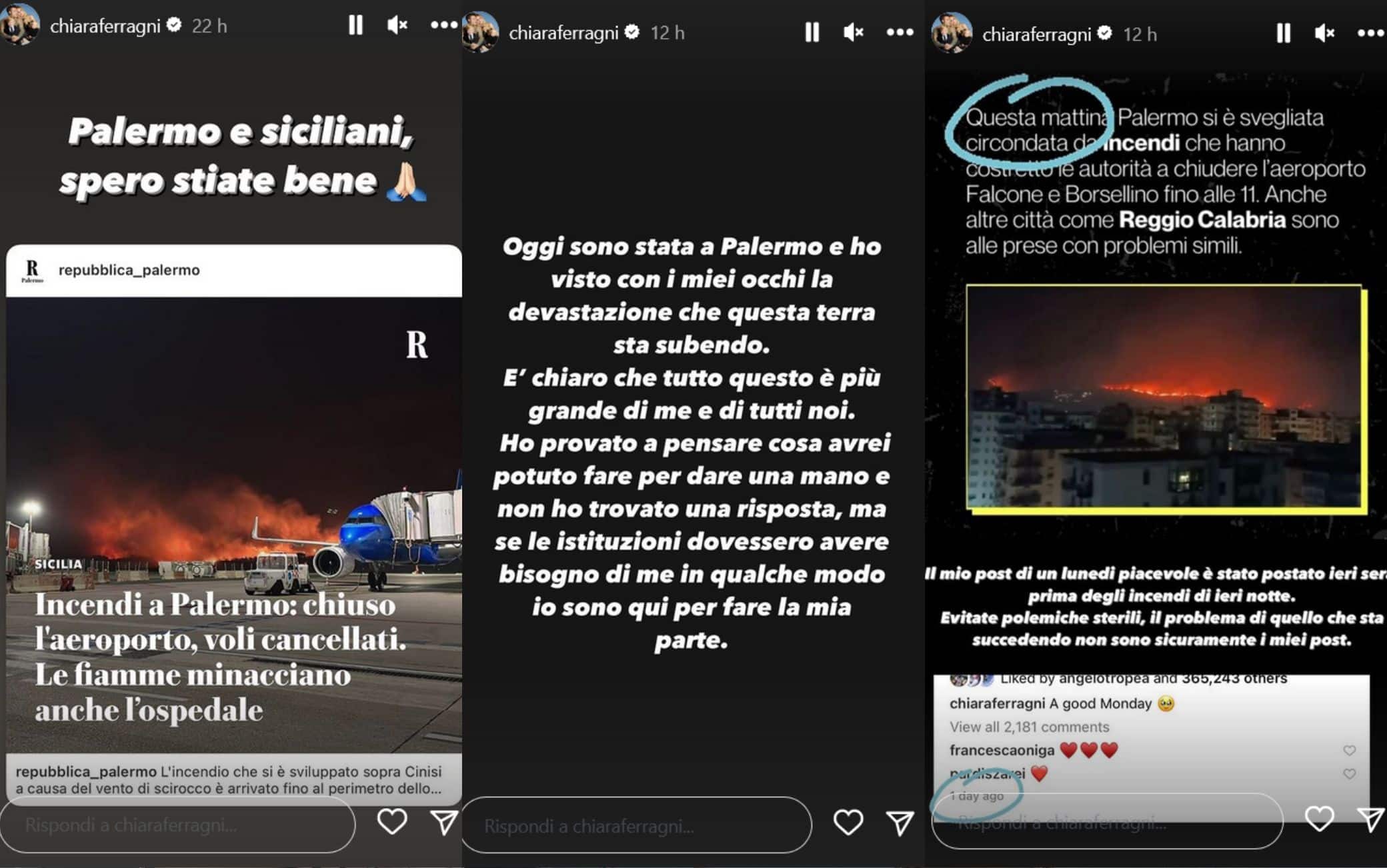 Screenshots tratte dalle Stories su Instagram di Chiara Ferragni