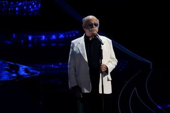 Italian singer Gino Paoli at 73 Sanremo Music Festival. Last Evening. Sanremo (Italy), February 11th, 2023 (Photo by Sheila Gallerani/Archivio Sheila Gallerani/Mondadori Portfolio via Getty Images)