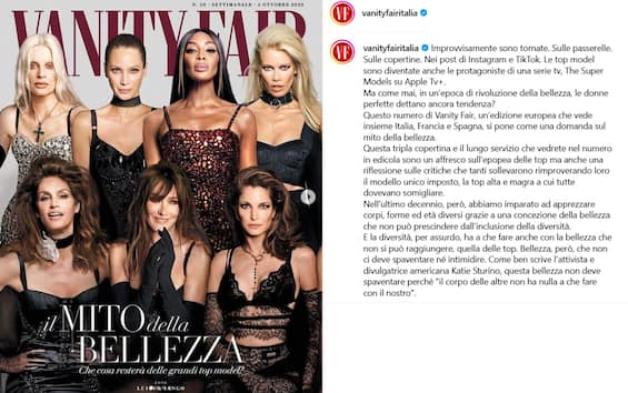 Naomi, Cindy, Claudia and the other super models together on the cover of Vanity Fair