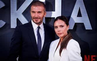 epa10898035 British former soccer player David Beckham (L) and his wife, British fashion designer Victoria Beckham attend the premiere of 'Beckham' at the Curzon Mayfair, London, Britain, 03 October 2023. The four-part documentary series launches on Netflix on 04 October 2023.  EPA/Tolga Akmen
