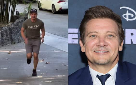 Jeremy Renner, the first uphill race 10 months after the accident with the snow blower.  VIDEO