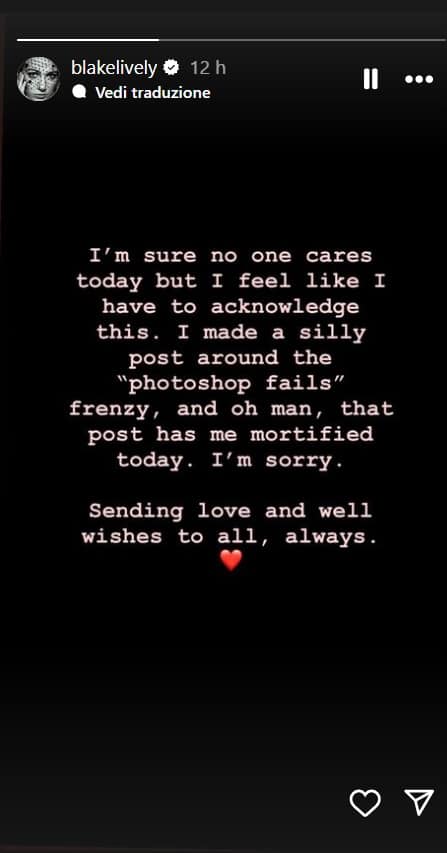 Blake Lively si scusa con Kate Middleton nelle sue Stories su Instagram