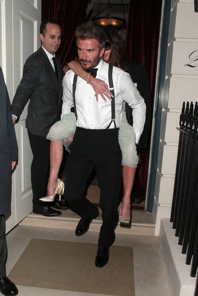 David Beckham e Victoria Beckham all'uscita del Birthday Party all'Oswald’s club