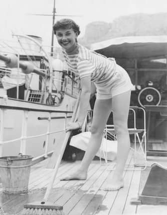 Actress Audrey Hepburn (1929 - 1993) on the deck of a yacht, circa 1955. (Photo by Pictorial Parade/Hulton Archive/Getty Images)