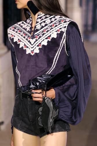 PARIS, FRANCE â   OCTOBER 1: Bag detail during the Isabel Marant fashion show during Paris Women's Fashion Week Spring/Summer 2021 on October 1, 2020 in Paris, France. (Photo by Estrop/Getty Images)