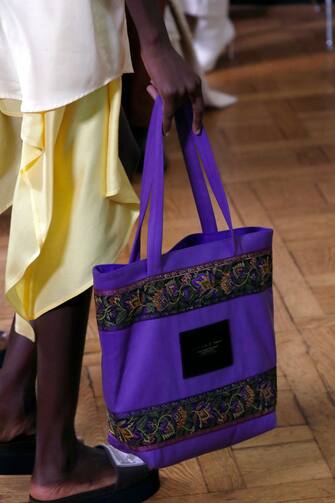 PARIS, FRANCE â   SEPTEMBER 29: Bag detail during the Victoria/Tomas fashion show during Milan Women's Fashion Week Spring/Summer 2021 on September 29, 2020 in Paris, France. (Photo by Estrop/Getty Images)