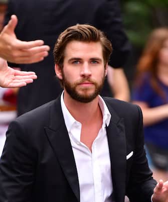 NEW YORK, NY - JULY 15:  Liam Hemsworth seen on location for 'IsnÃ t It Romantic' in Midtown on July 15, 2018 in New York City.  (Photo by James Devaney/GC Images)
