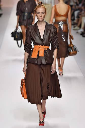 MILAN, ITALY - SEPTEMBER 20: A model walks the runway at the Fendi Ready to Wear fashion show during Milan Fashion Week Spring / Summer 2019 on September 20, 2018 in Milan, Italy.  (Photo by Victor VIRGILE / Gamma-Rapho via Getty Images)