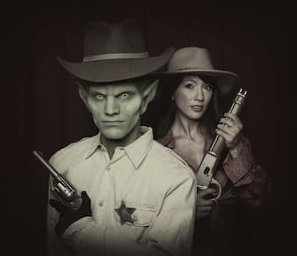 Cowboy, Alien and sharpshooter poses with his western girl. BettaLypse '11