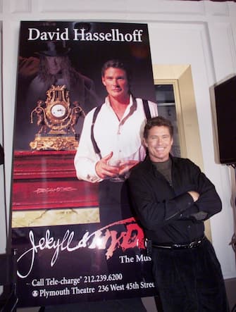 David Hasselhoff during David Hasselhoff photographed greeting fans at the Plymouth Theatre, box office opens for the first day of ticket sales for Jekyll & Hyde, which he stars in starting October 17. at Plymouth Theatre in New York City, New York, United States. (Photo by KMazur/WireImage)