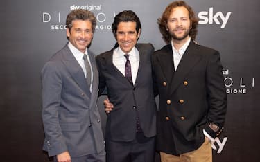 American actor Patrick Dempsey, Guido Maria Brera, creative producer and author of the series, and the Italian actor Alessandro Borghi on the red carpet for the premiere of the second season Devils, produced by Sky Original. Milan (Italy), April 7th, 2022 (Photo by Marco Piraccini/Archivio Marco Piraccini/Mondadori Portfolio via Getty Images)
