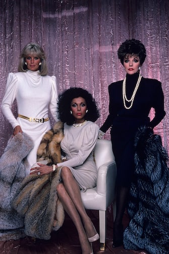 UNITED STATES - JANUARY 15:  DYNASTY - gallery - Season Six - 1/15/86, Linda Evans (Krystle), Diahann Carroll (Dominique) and Joan Collins (Alexis) on "Dynasty".,  (Photo by Bob D'Amico/Walt Disney Television via Getty Images)
