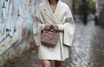 BERLIN, GERMANY - JANUARY 12: Lea Naumann wearing Nobi Talai coat, Dior bag on January 12, 2021 in Berlin, Germany. (Photo by Jeremy Moeller/Getty Images)