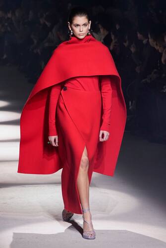 PARIS, FRANCE - MARCH 01: (EDITORIAL USE ONLY) Kaia Gerber walks the runway during the Givenchy as part of the Paris Fashion Week Womenswear Fall/Winter 2020/2021 on March 01, 2020 in Paris, France. (Photo by Peter White/Getty Images)