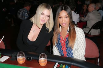 INGLEWOOD, CA - JULY 29:  Khloe Kardashian (L) and Malika Haqq attend the first annual "If Only" Texas hold'em charity poker tournament benefiting City of Hope at The Forum on July 29, 2018 in Inglewood, California.  (Photo by Rich Fury/Getty Images)