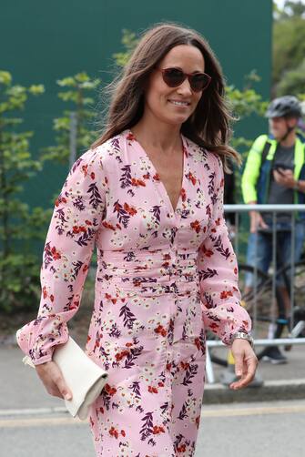 LONDON, ENGLAND - JULY 14: Pippa Middleton attends Men's Final Day at the Wimbledon 2019 Tennis Championships at All England Lawn Tennis and Croquet Club on July 14, 2019 in London, England. (Photo by Neil Mockford/GC Images)