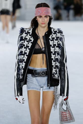 NEW YORK, NY - JUNE 03:  Kaia Gerber walks the runway at the Alexander Wang Collection 1 show at Pier 17 on June 3, 2018 in New York City.  (Photo by JP Yim/Getty Images)