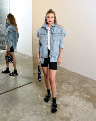 1162649167 NEW YORK, NEW YORK - JULY 17: Gigi Hadid attends the WARDROBE.NYC launch of Release 04 DENIM & Levi's® Collaboration on July 17, 2019 in New York City. (Photo by Ilya S. Savenok/Getty Images for WARDROBE.NYC)