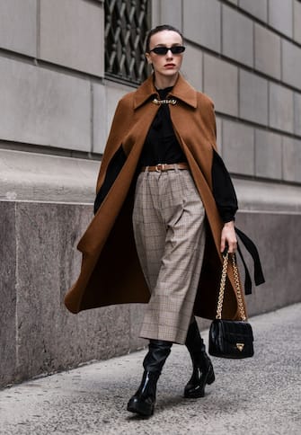 NEW YORK, NEW YORK - OCTOBER 04: Mary Leest is seen wearing a Michael Kors outfit with black bag on the streets of Manhattan on October 04, 2020 in New York City. (Photo by Daniel Zuchnik/Getty Images)