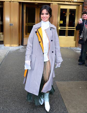 NEW YORK, NY - JANUARY 11:  Singer Camila Cabello is seen coming out of Z100 on January 11, 2018 in New York City.  (Photo by Raymond Hall/GC Images)