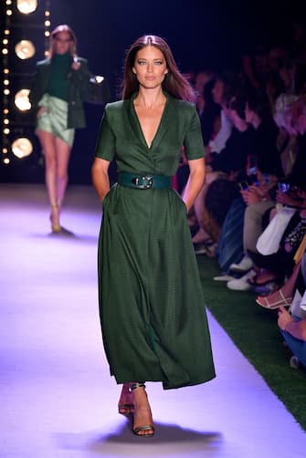 NEW YORK, NEW YORK - SEPTEMBER 07: Emily DiDonato walks the runway for Brandon Maxwell during New York Fashion Week: The Shows on September 07, 2019 in New York City. (Photo by Slaven Vlasic/Getty Images)