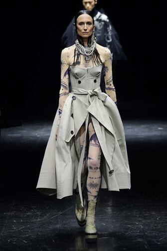 PARIS, FRANCE - JULY 07: A model walks the runway during the Jean-Paul Gaultier Couture Haute Couture Fall/Winter 2021/2022 show as part of Paris Fashion Week on July 07, 2021 in Paris, France. (Photo by Kristy Sparow/Getty Images)