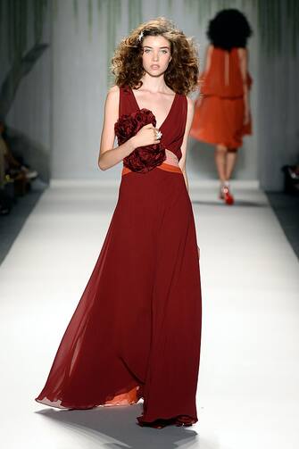 NEW YORK, NY - SEPTEMBER 10:  A model walks the runway with TRESemme at the Jenny Packham fashion show during Mercedes-Benz Fashion Week Spring 2014 at The Studio at Lincoln Center on September 10, 2013 in New York City.  (Photo by Frazer Harrison/Getty Images for Mercedes-Benz Fashion Week Spring 2014)