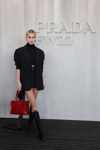 MILAN, ITALY - FEBRUARY 24: Caro Daur attends Prada Fall 2022 Womenswear Fashion Show on February 24, 2022 in Milan, Italy. (Photo by Vittorio Zunino Celotto/Getty Images for Prada)