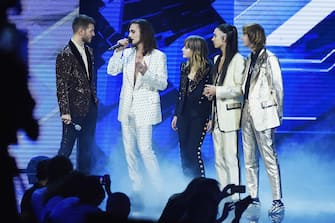 MILAN, ITALY - OCTOBER 25:  Alessandro Cattelan and Maneskin attend X Factor tv show at Teatro Linear Ciak on October 25, 2018 in Milan, Italy.  (Photo by Stefania D'Alessandro/Getty Images)